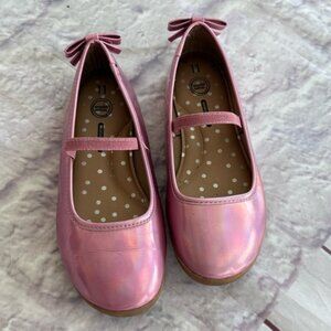 Wonder Nation Pink Dress Shoes with  Shiny Metallic Ballet Flats for Girls